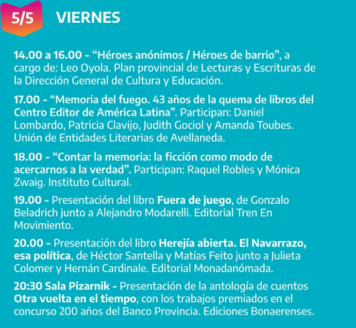 Leer es memoria - Programación en la 47° Feria Internacional del Libro de Buenos Aires