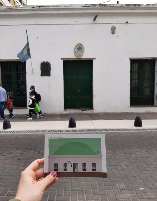 Postal de la Casa del Acuerdo de San Nicolás frente a la misma