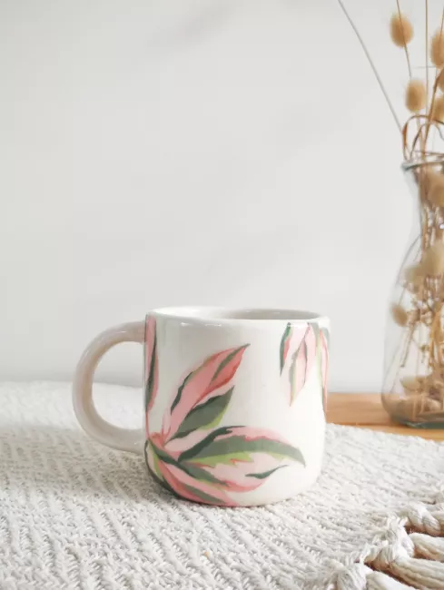 TAZA CALATHEA hecha y pintada a mano