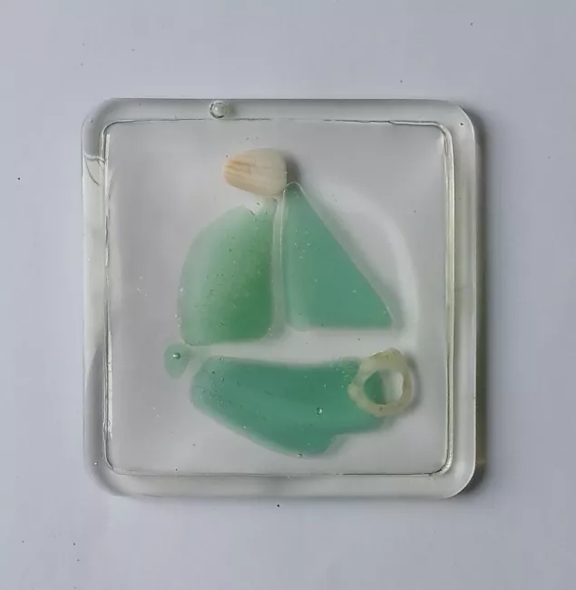 10 X 10 cms. /Vidrios marinos/ Caracola