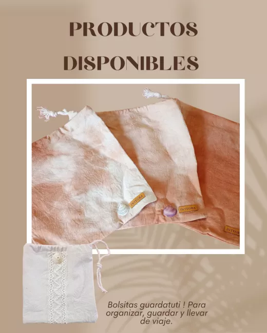 Guardatuti lienzo de algodón teñido con tinte de cáscara de cebolla.