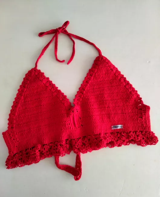 Crop Top tejido a crochet en hilo de algodón 