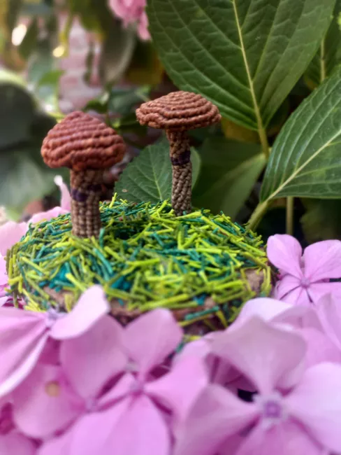 Escultura realizada con nudos, inspirados en el mundo fungi