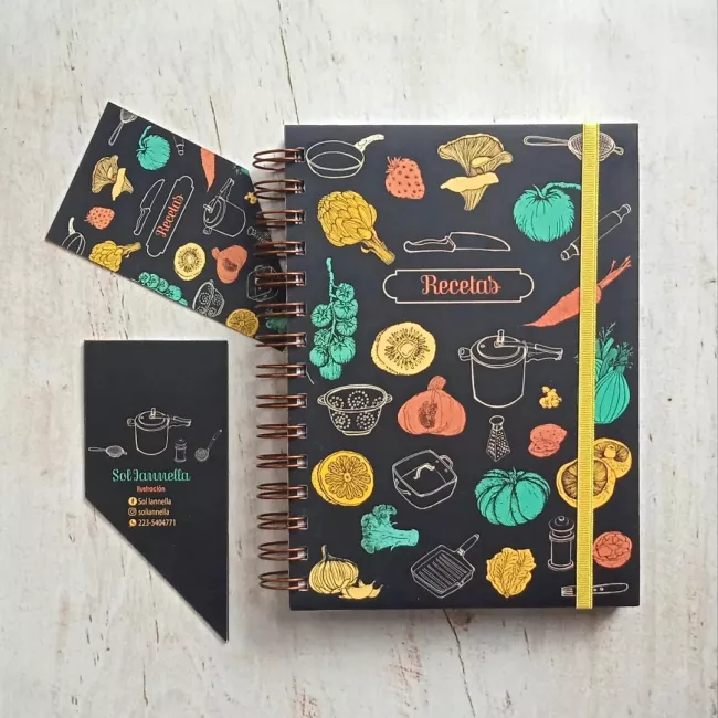 Cuaderno de concina (recetas, hierbas, condimentos, frutas y verduras, tips de huerta, plancha de stickers)