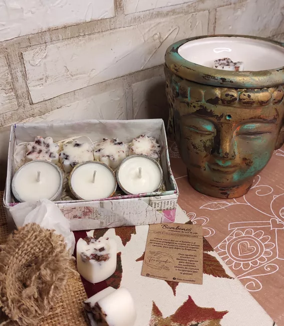 Hornito con velas de noche y bombones aromáticos